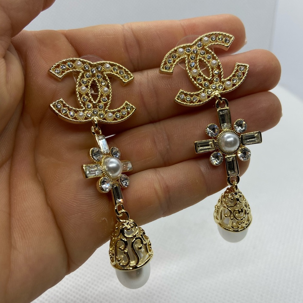 Authentic Chanel Earrings Cross